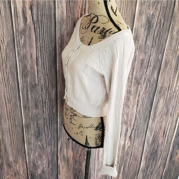 Free People Button Up Cropped Sweater W Size L - Picture 7 of 13